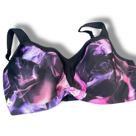 Torrid Active 40DDD Sports Bra 40F Underwire Smoke Print Run High Impact Purple - Picture 14 of 14